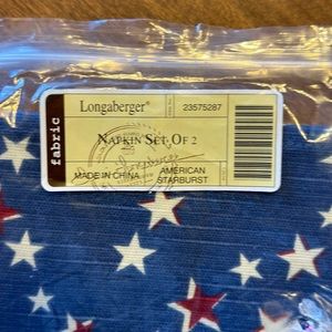 Longaberger American Starburst Cloth Fabric Napkins set Of 2 Fourth Of July